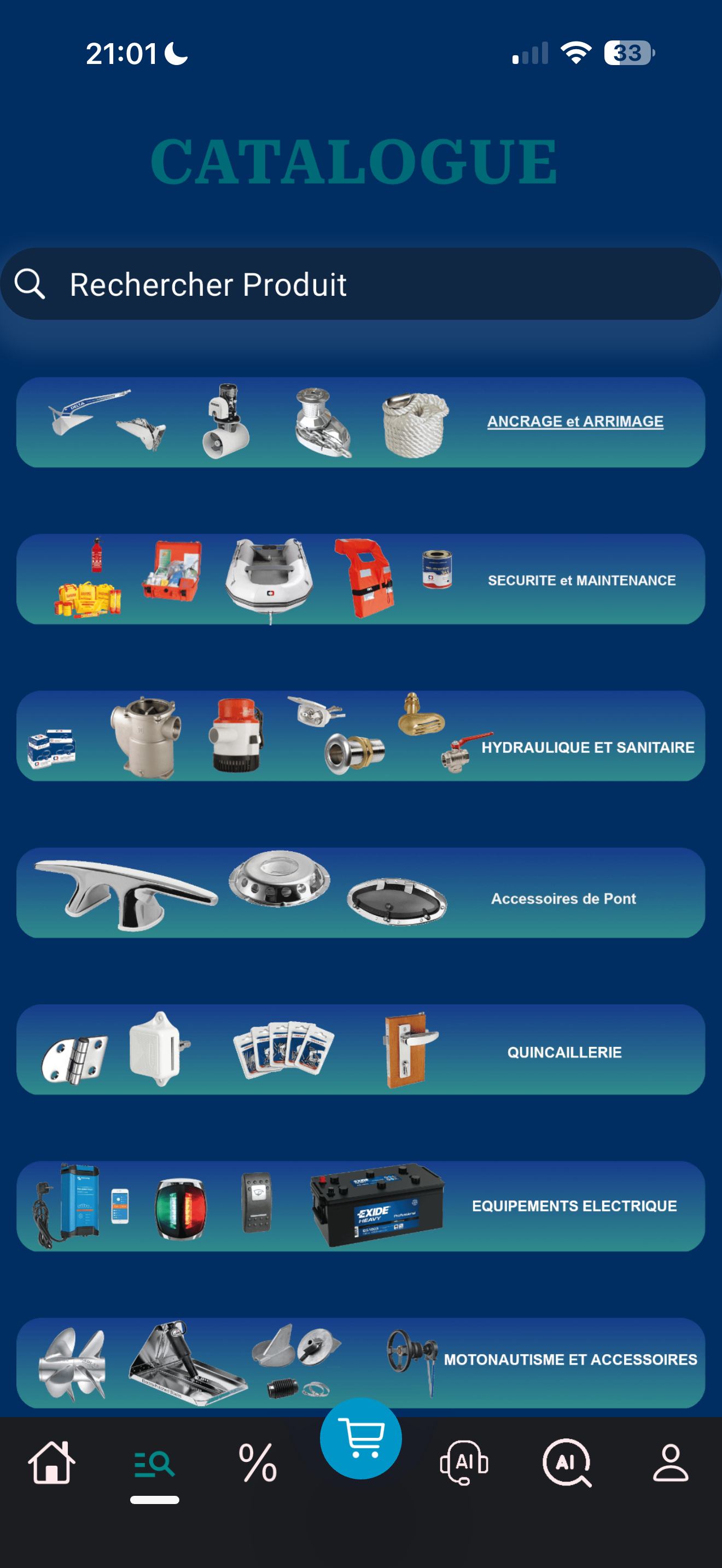 Catalogue produits par catégories