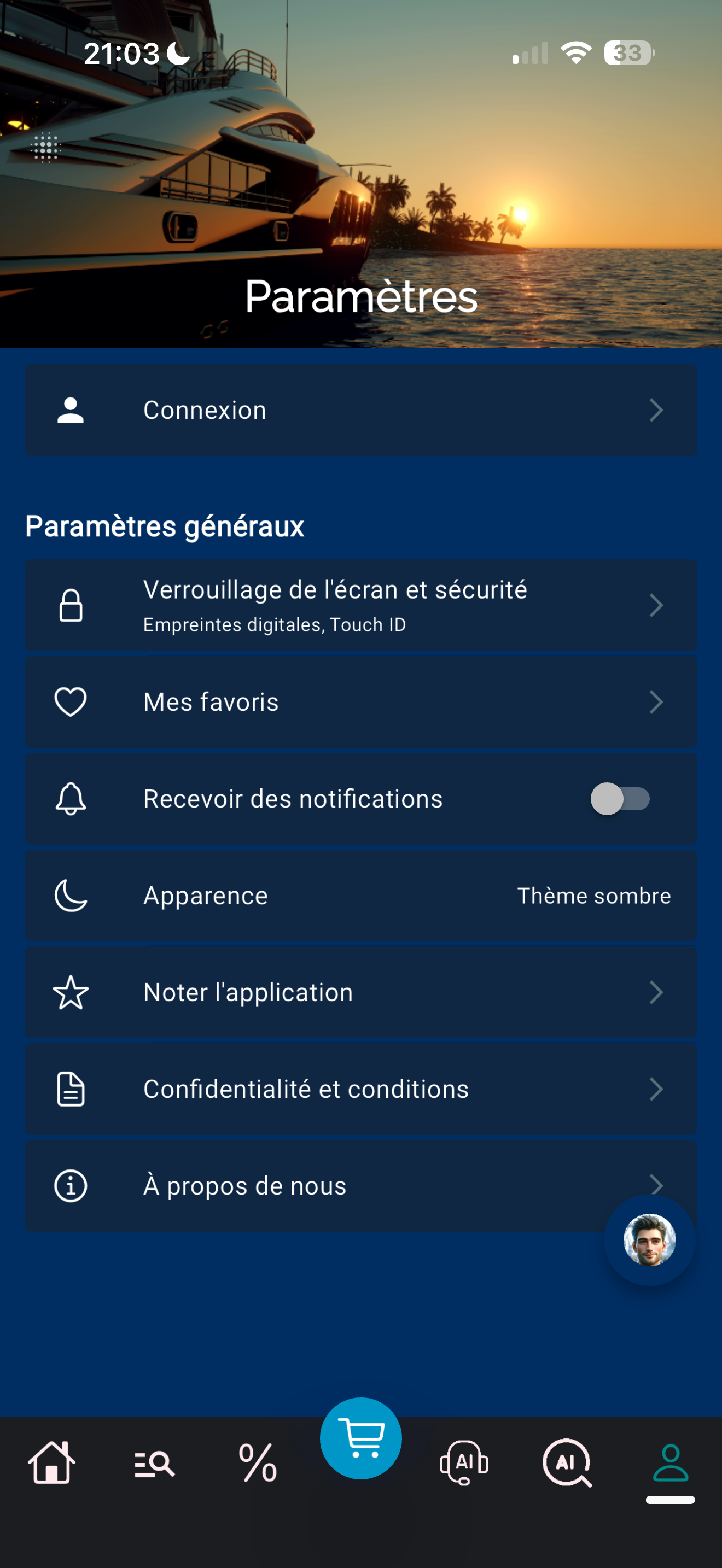 Paramètres et profil utilisateur